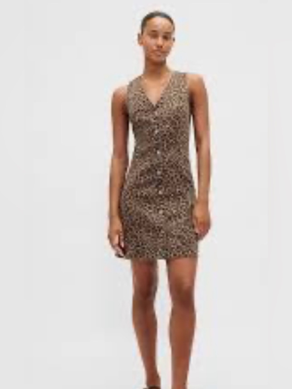 NWT-GAP Leopard Denim V-Neck Mini Dress, Extra Large